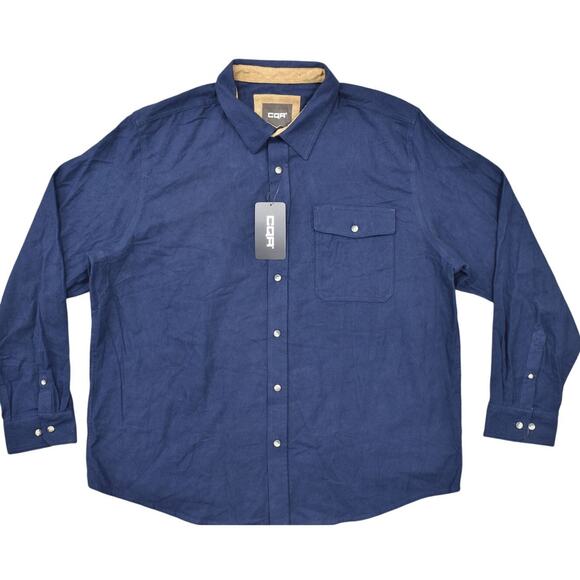 CQR Gear Tactical Series Men's 2XL Blue Cotton Long Sleeve Button Shirt BLANK - Picture 1 of 10